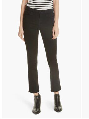 FRAME Le High Straight High Rise Jeans in Black Size 30